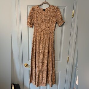 Elegant Tan Cheetah Dot Dress
